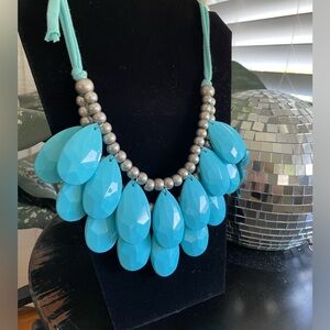 Statement Necklace | Teal Beads Silver